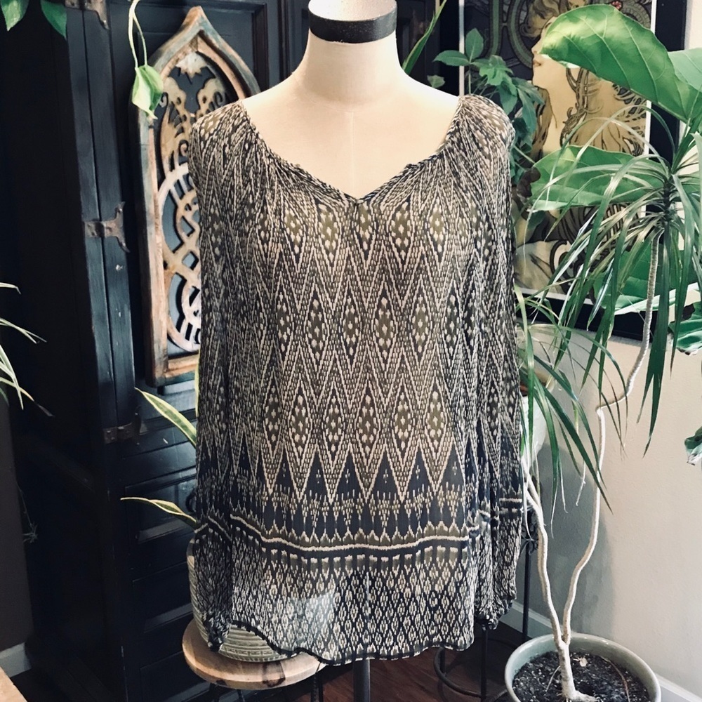 Lucky Brand tribal print rayon tunic top
